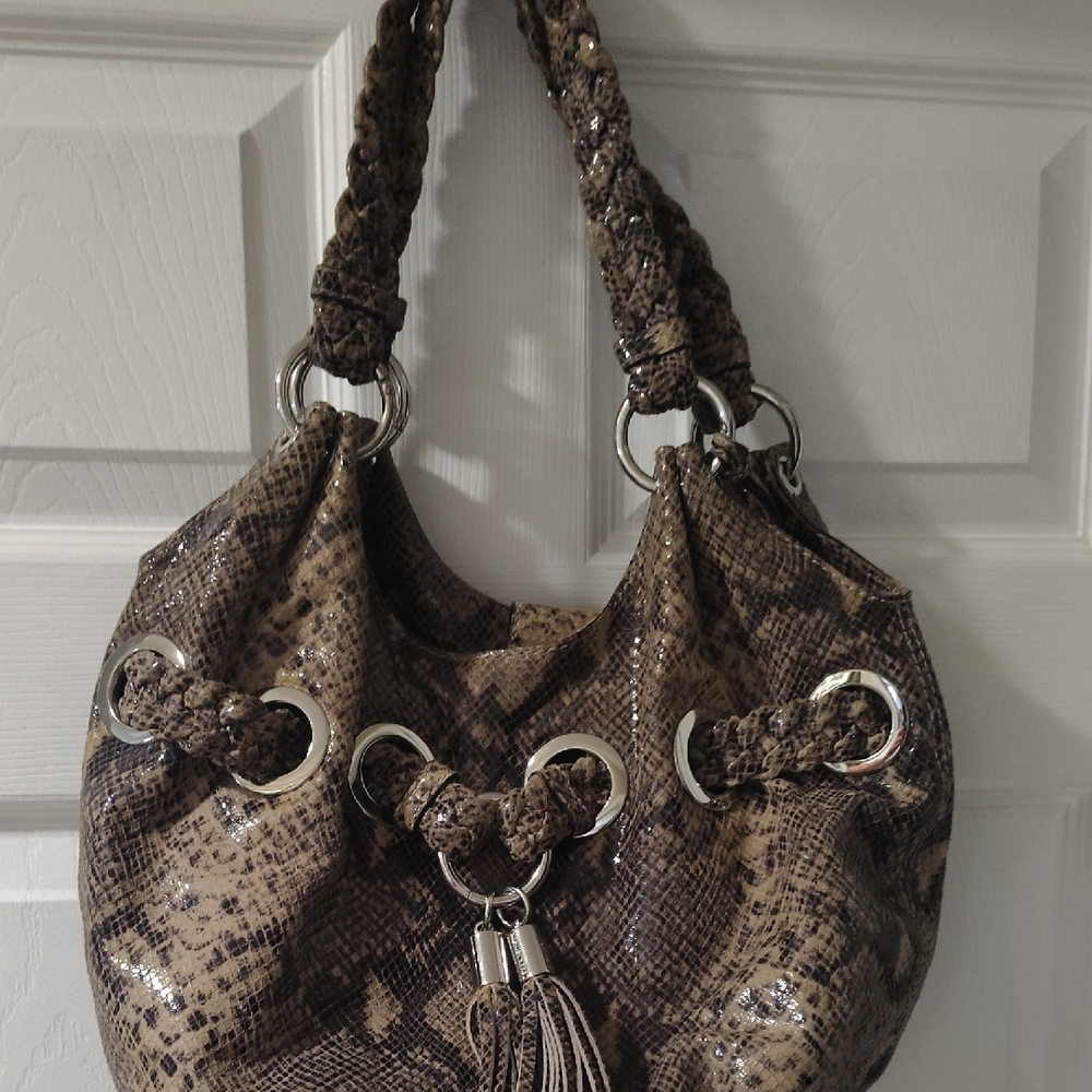 KORS Michael Kors Brown Snakeskin Shoulder Bag